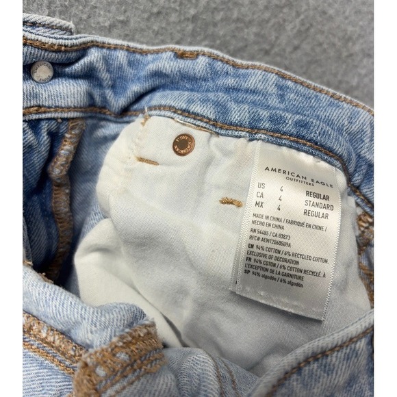 American Eagle Jeans Womens 4 Blue Mom High Rise Light Wash Distressed Denim - Picture 13 of 14